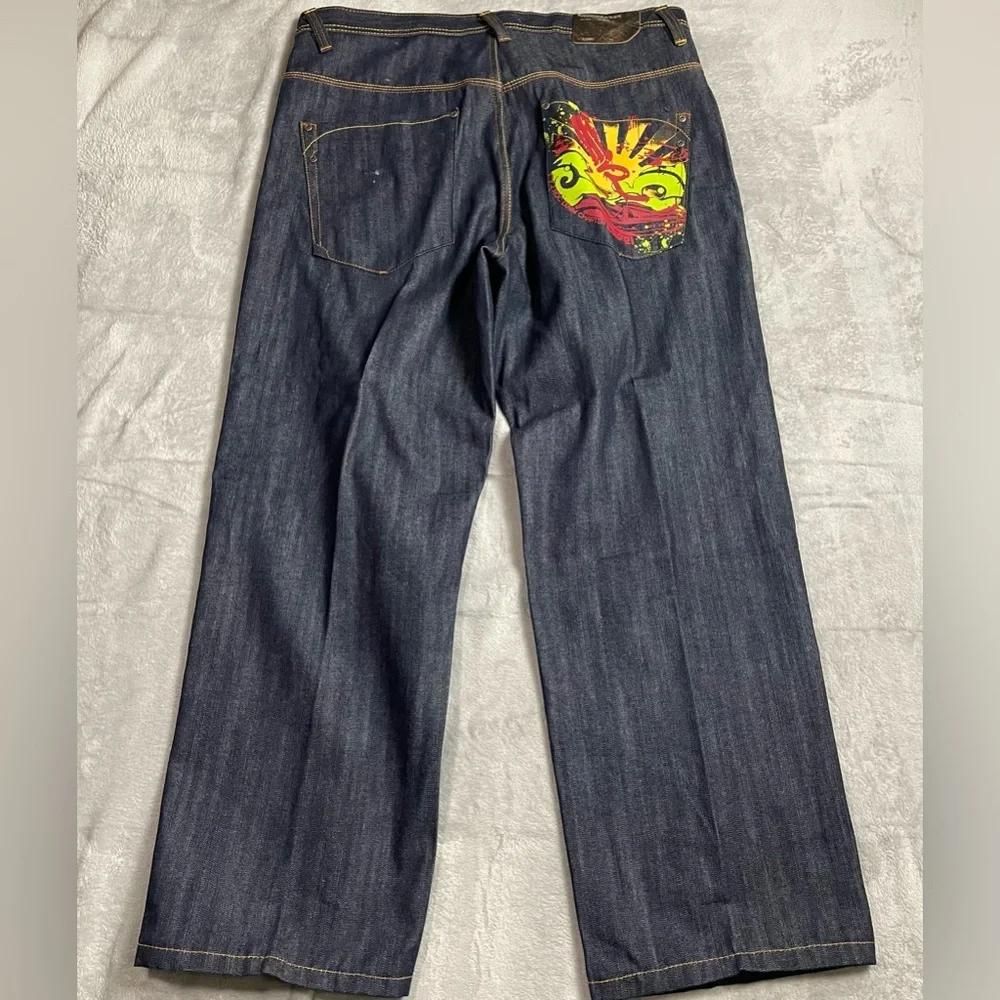 Rocawear Roca Wear Jeans 36 Men’s Painted Pocket Loose Hip Hop‎ Dark